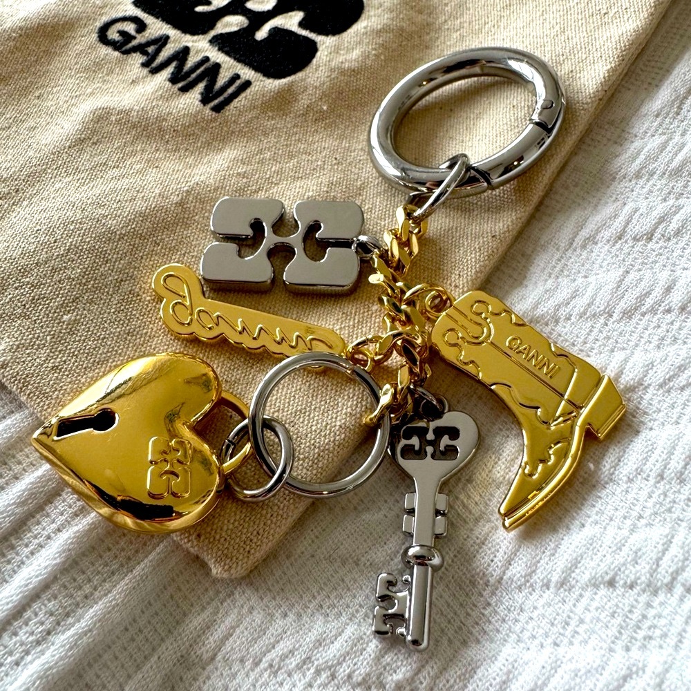 GANNI Gold and Silver Key/Bag Charm